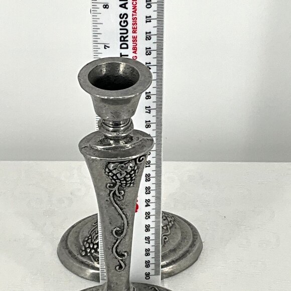 Vintage Pewter 1997 Carson Candle Holders Pair Vineyard Design‎ - Picture 5 of 8